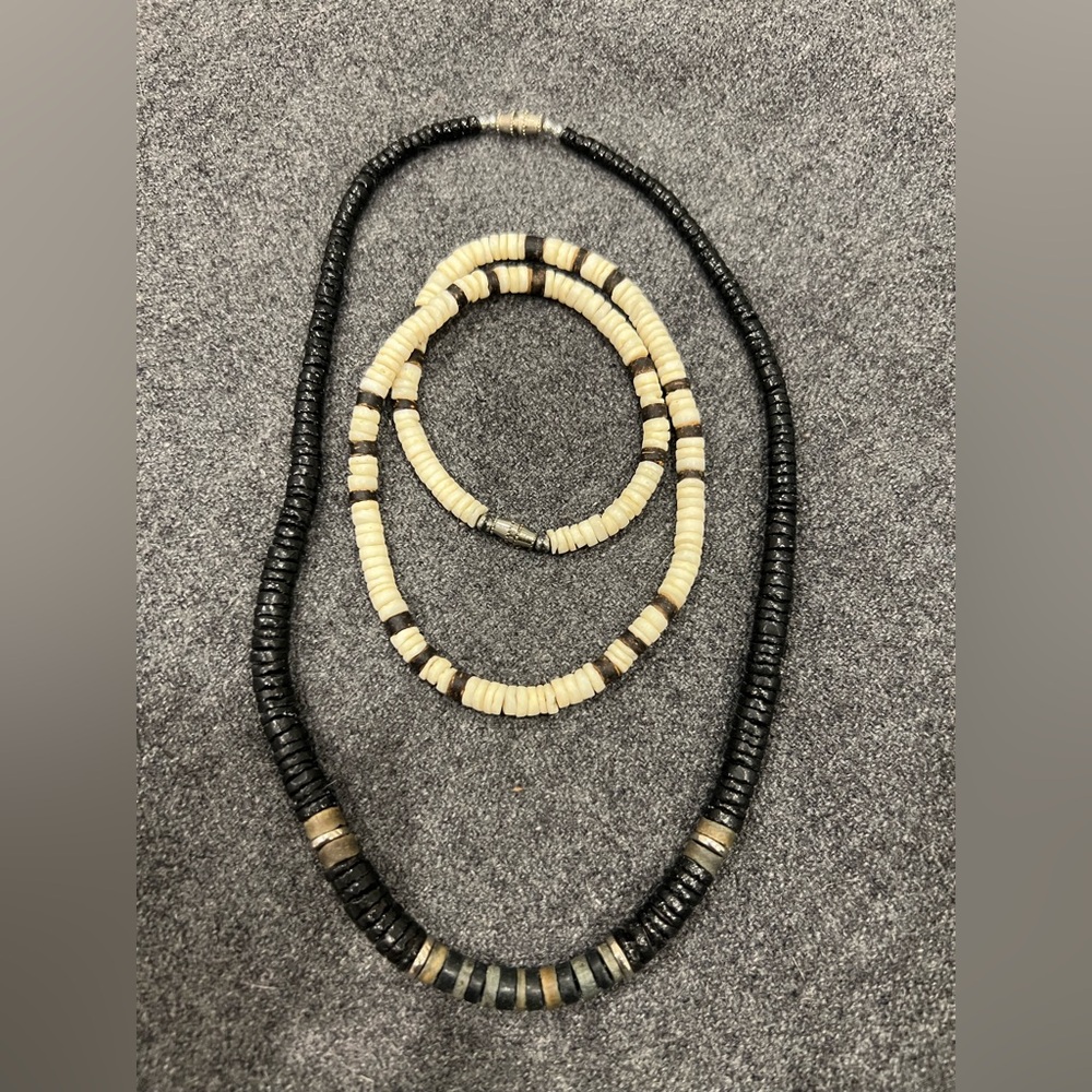 Black Beaded Necklace with Metallic Accents